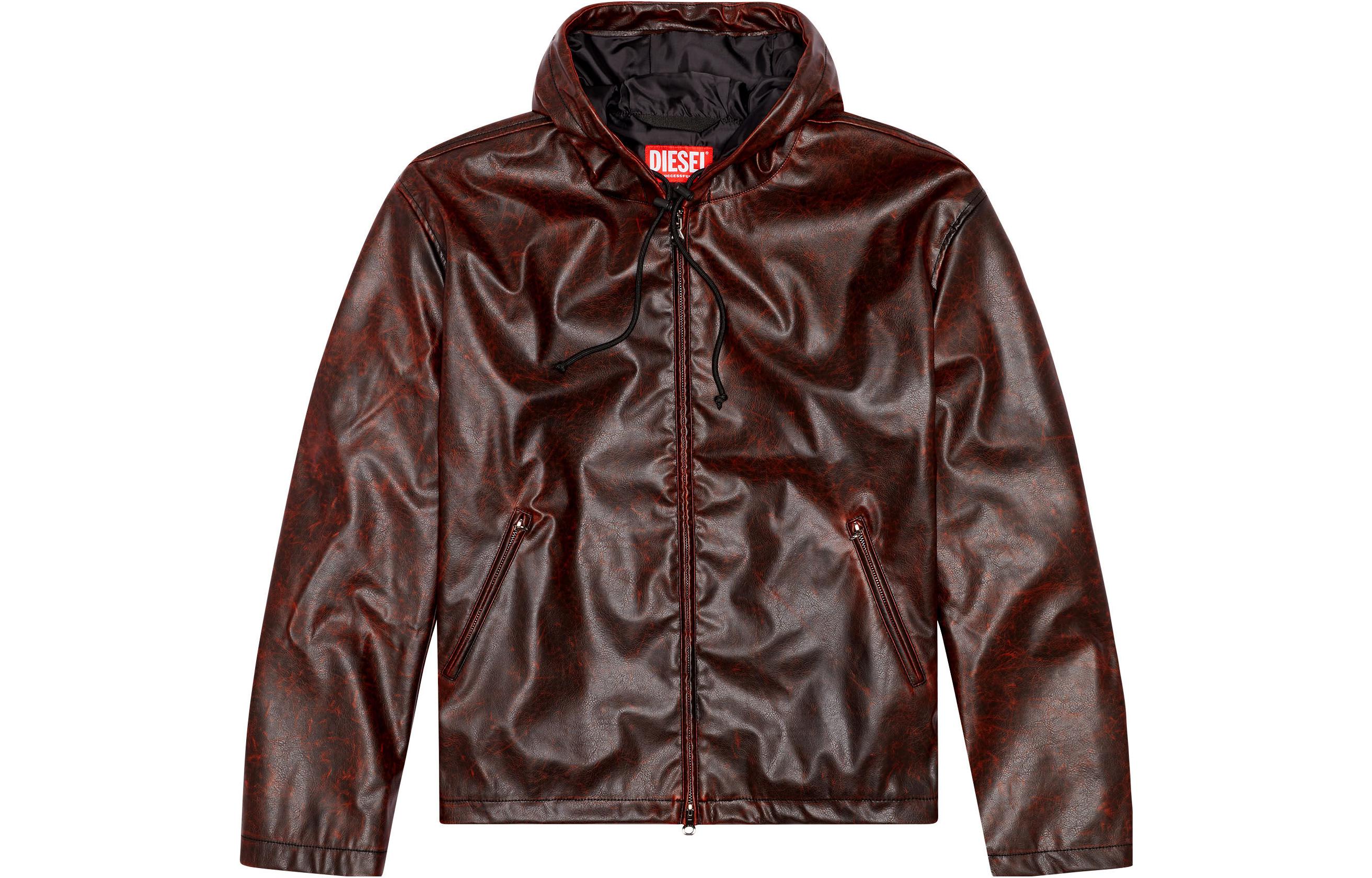 Diesel FW23 Red Oversized Solid Color Hoodie Jacket for Men A104600LHAM-40Y