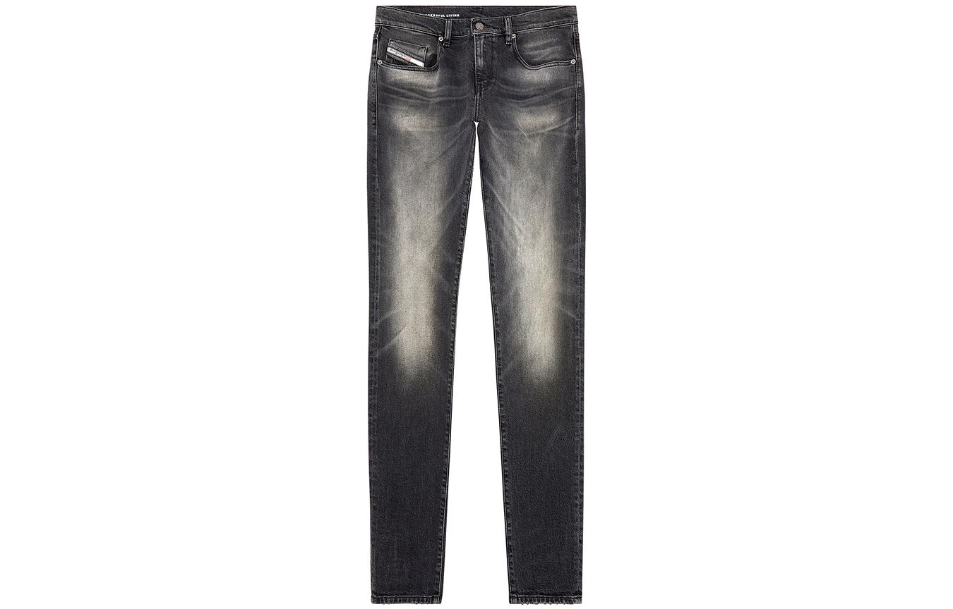 DIESEL FW23 Slim Fit Comfortable Distressed Straight Jeans Men Black A0356209G20-02