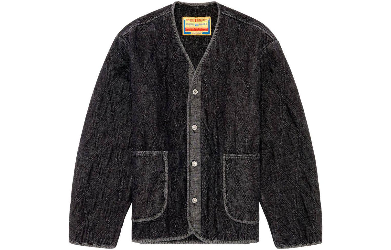 Diesel FW23 V-Neck Button-Up Loose Blended Jacket Gray A130000GHAU-GREY