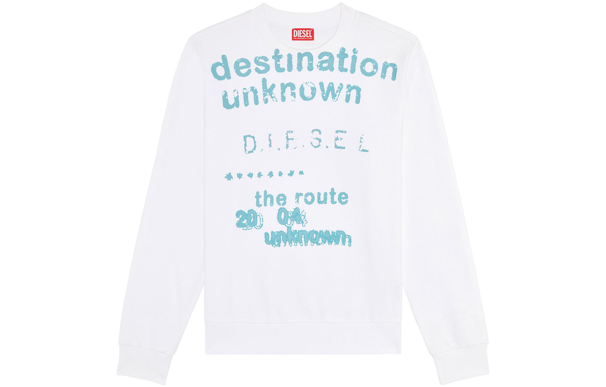 Diesel FW23 White Crewneck Long-Sleeve Sweatshirt with Letter Print () A110540HAYT-100