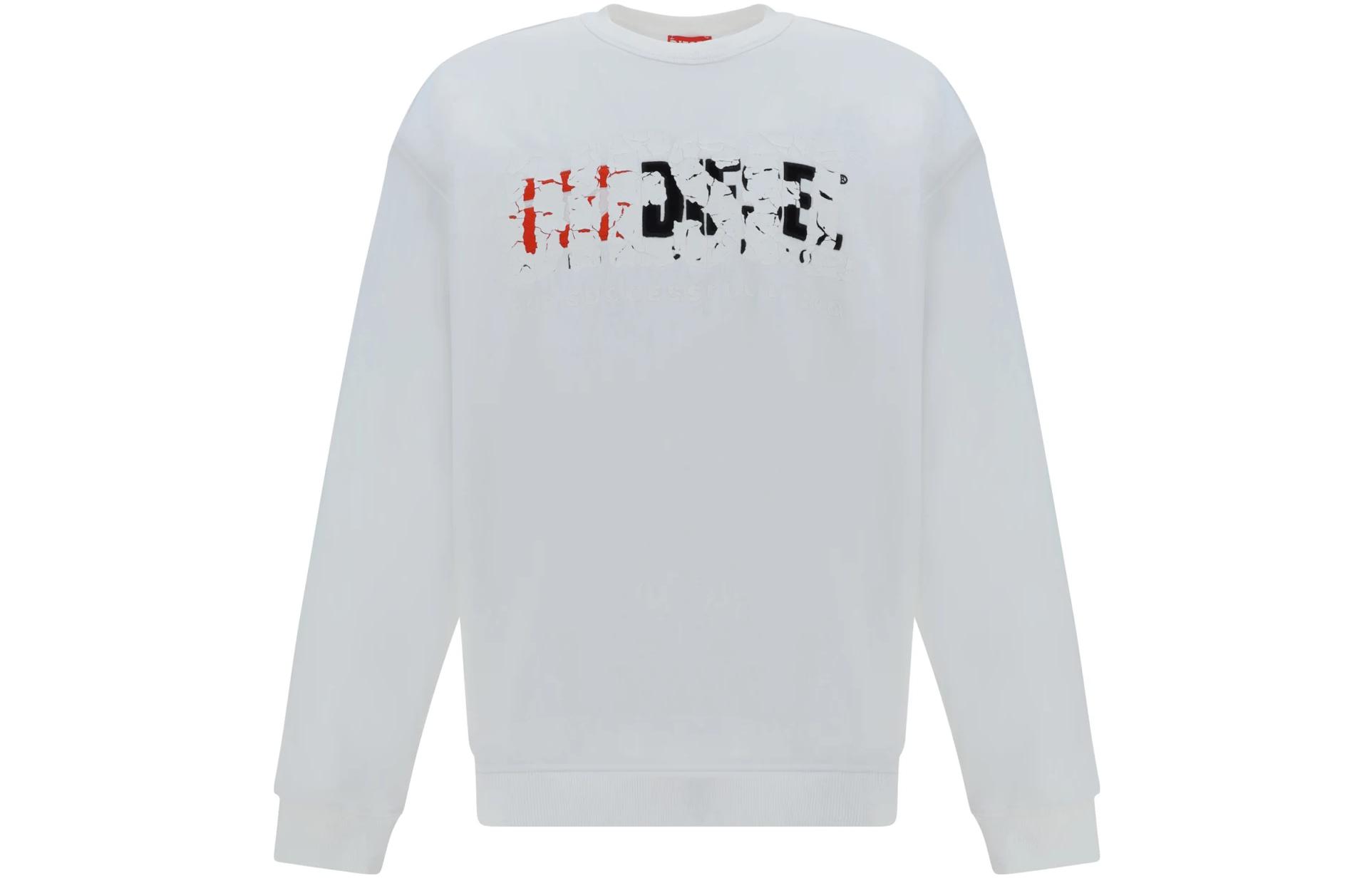 Diesel FW23 White Crewneck Sweatshirt with Solid Pattern Print A117780IAJH-100