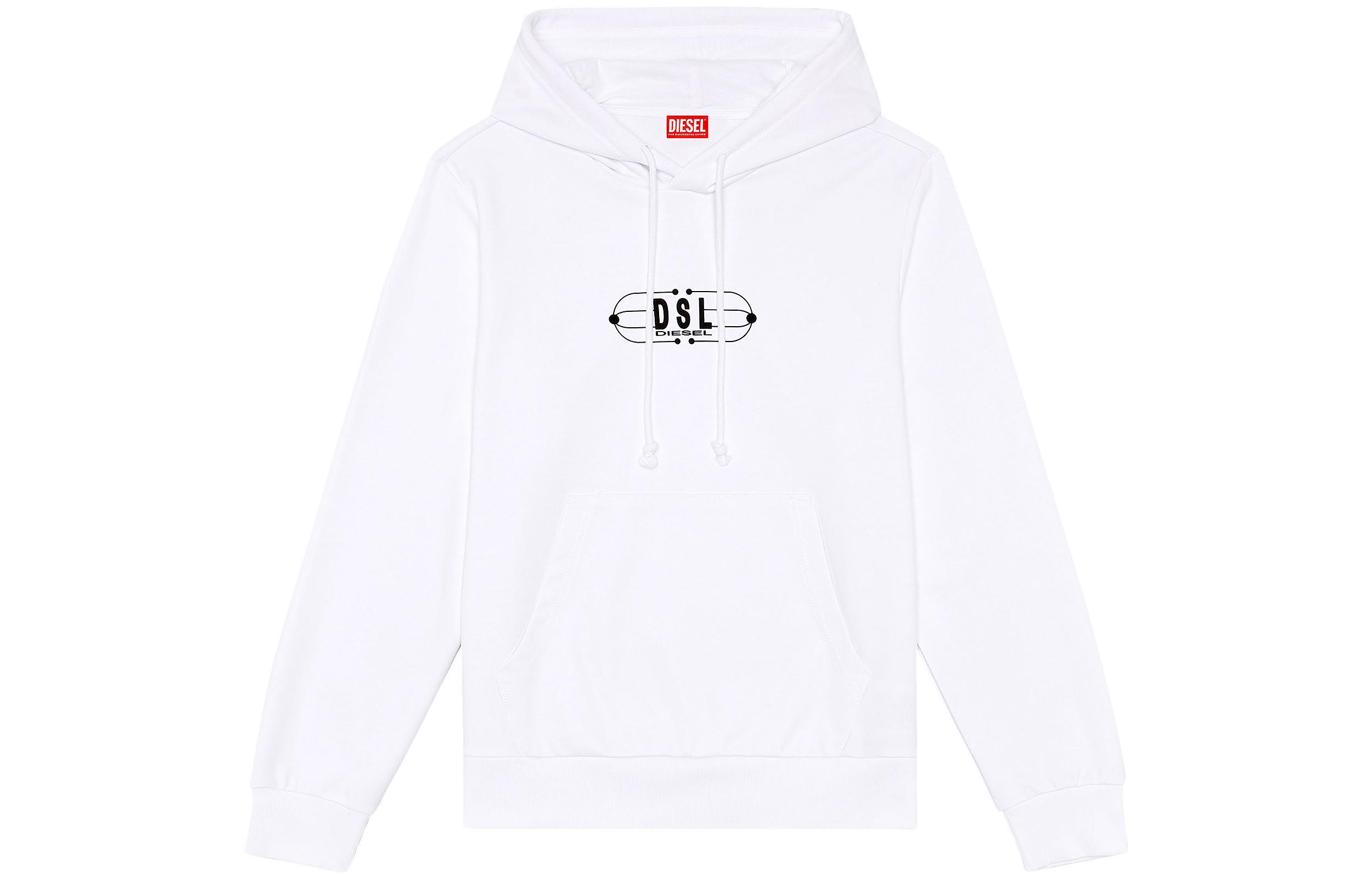 Diesel FW23 White Hoodie with Back Letter Print for Men A115560HAYT-100