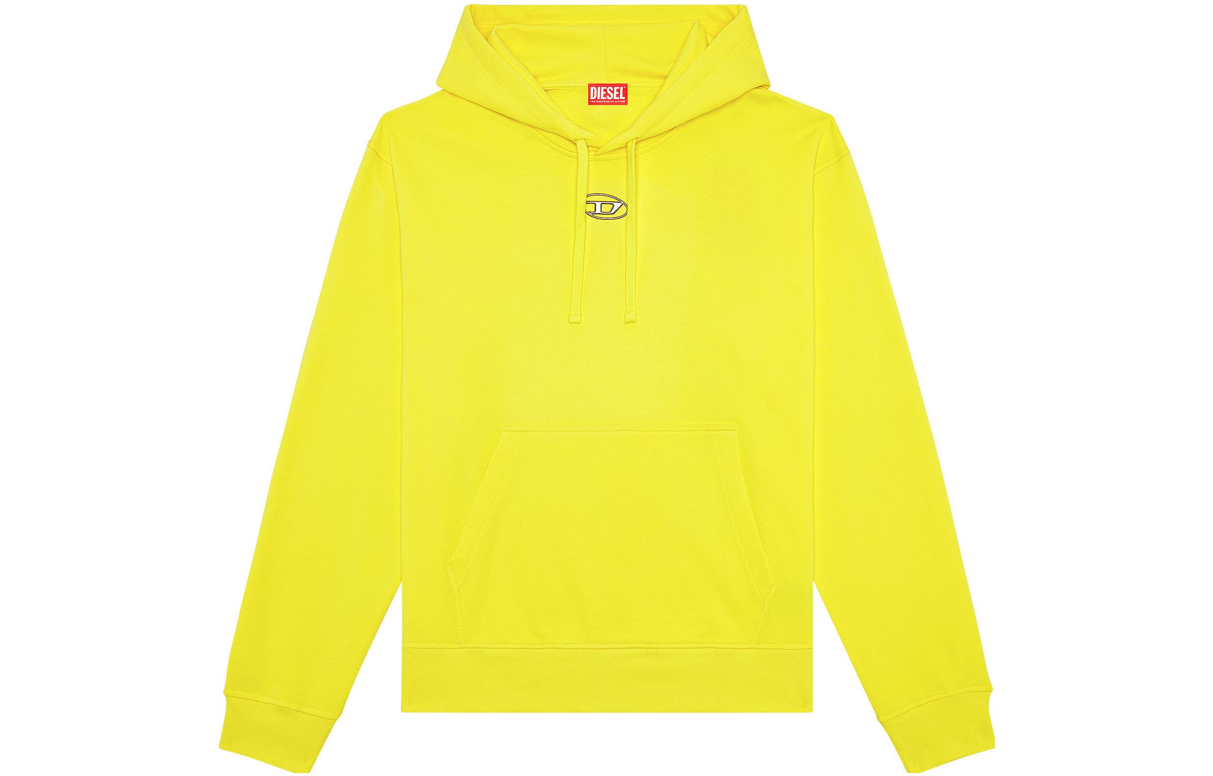 Diesel FW23 Yellow Hoodie with Logo Print Long Sleeve Design A098560IAJH-21I