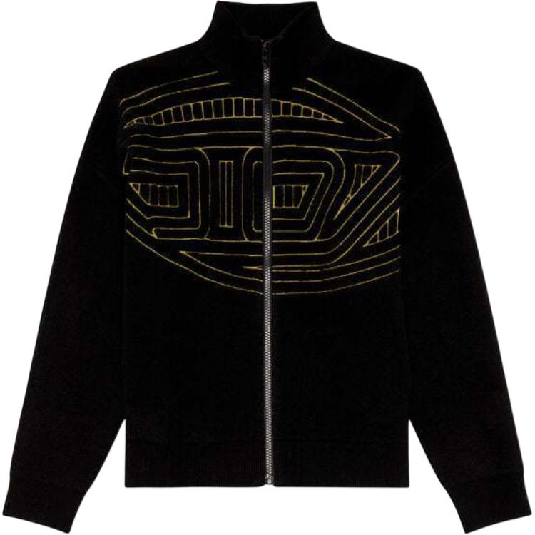 Order DIESEL FW24 黑色高领拉链提花标志毛衣. A149190PHAW-9XX