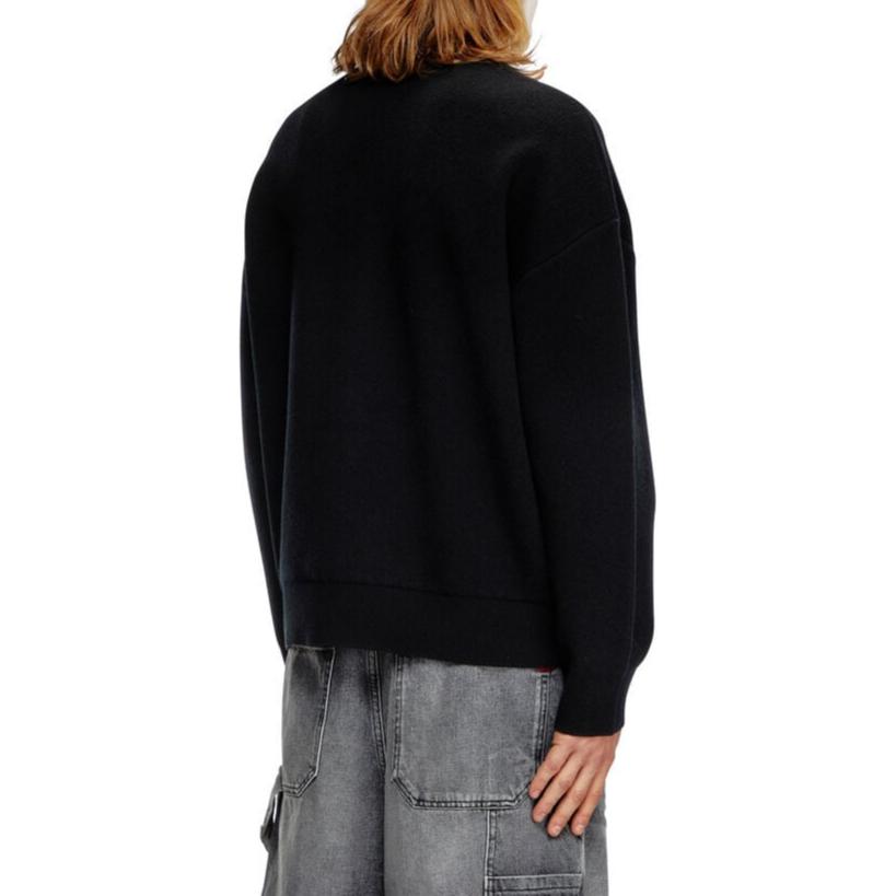 Shop DIESEL FW24 黑色高领拉链提花标志毛衣. A149190PHAW-9XX