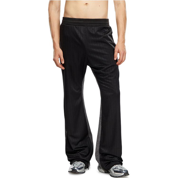 Shop DIESEL FW24  Black Loose Fit Colorblock Logo Embroidered Casual Pants. A140530KMAI-9XX