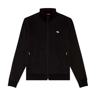 DIESEL FW24 Black Oversized Logo Patch Zip-Up Sweatshirt. A150950BKAF-9XX