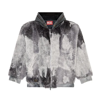 DIESEL FW24 Black White Tie-Dye Loose Fit Zip Jacket A143920QKAN-93R