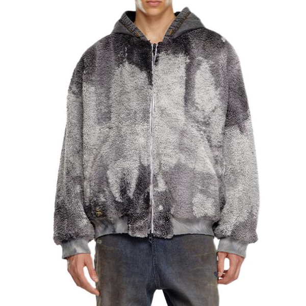 Lookbook DIESEL FW24 黑白扎染宽松版拉链夹克 A143920QKAN-93R