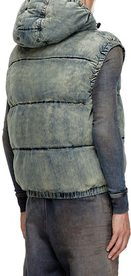 DIESEL FW24 Casual Hooded Zip Vest Light Blue Faded Cotton Jacket. A153590SKAI-01 Shop DIESEL FW24 Casual Hooded Zip Vest Light Blue Faded Cotton Jacket. A153590SKAI-01