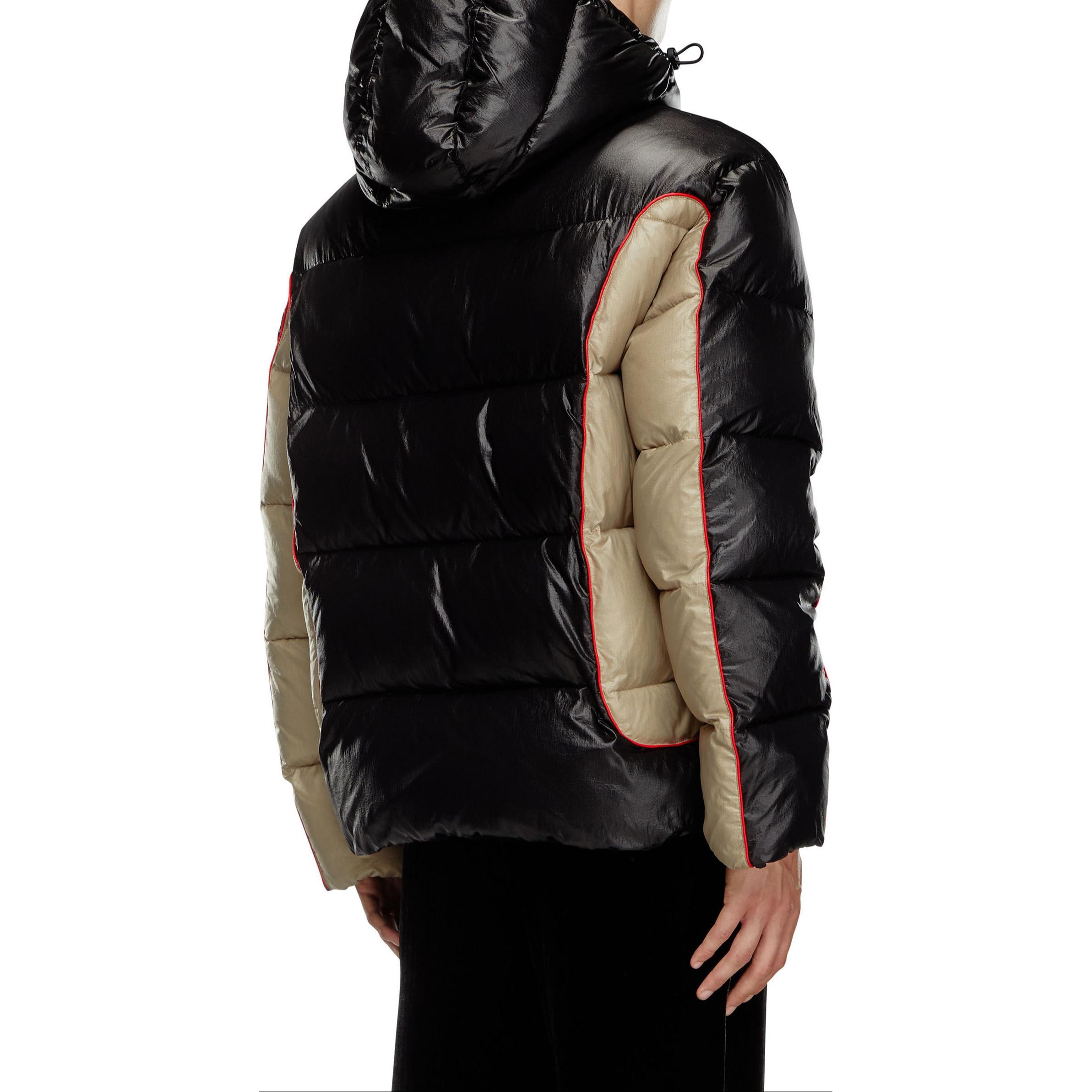 Purchase ディーゼル FW24 カラーブロック ジップアップ フード付きコットンジャケット ブラック/ベージュ A144050DBCH-9XX