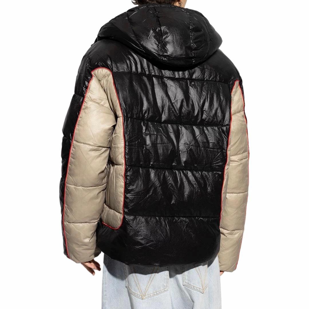 Sizing ディーゼル FW24 カラーブロック ジップアップ フード付きコットンジャケット ブラック/ベージュ A144050DBCH-9XX