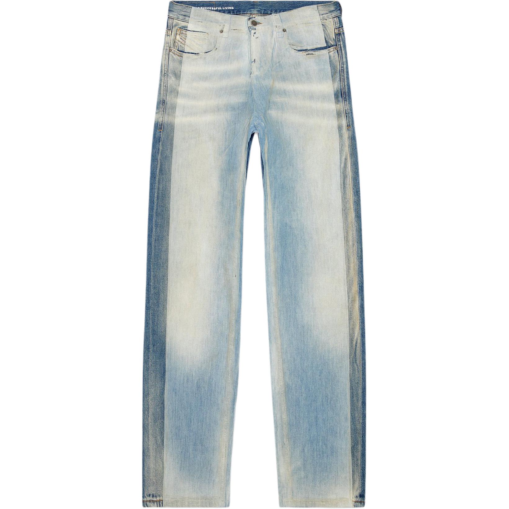 DIESEL FW24  D-MACS Mid-Rise Loose Straight Denim Jeans Light Blue. A1472909K22-01