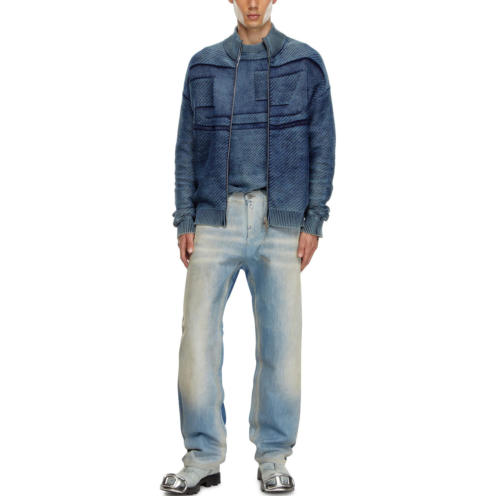 Lookbook ディーゼル FW24 D-MACS ミッドライズ ルーズ ストレート デニム ジーンズ ライトブルー A1472909K22-01