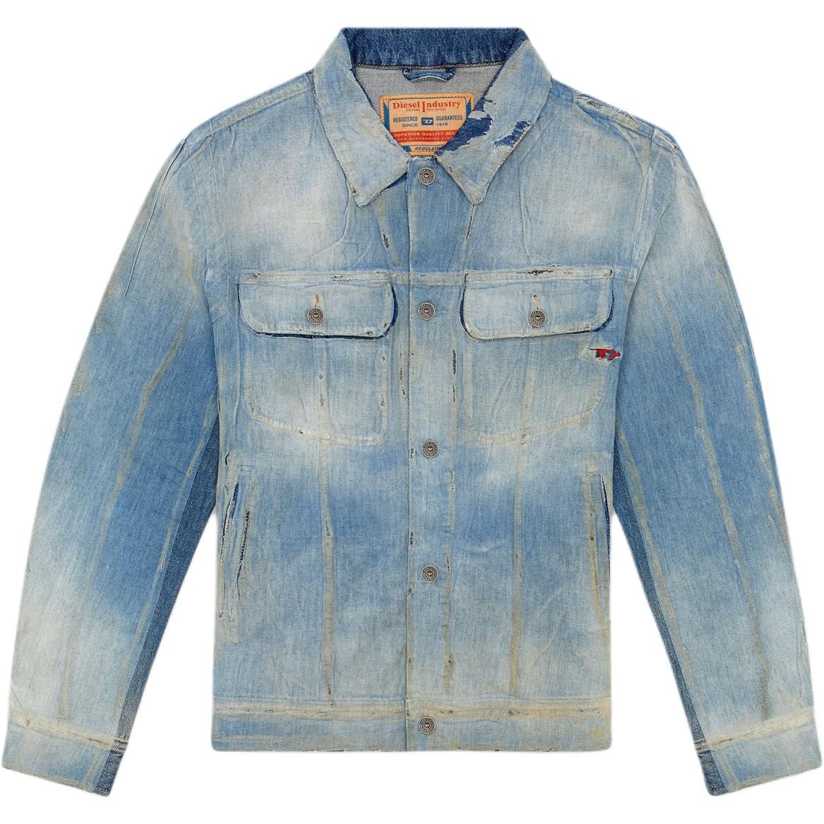 Order Chaqueta de Denim Azul Claro DIESEL FW24 Estilo Lavado con Botonadura Simple. A1473009K22-01