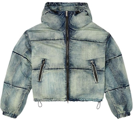 DIESEL FW24 Light Blue Faded Hooded Zip Long Sleeve Cotton Jacket. A145490SKAI-01 Order DIESEL FW24 Light Blue Faded Hooded Zip Long Sleeve Cotton Jacket. A145490SKAI-01