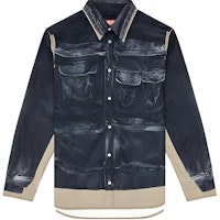 DIESEL FW24 Retro Washed Patchwork Long Sleeve Shirt - Dark Blue A142330GHBY-9XX DIESEL FW24 Retro Washed Patchwork Long Sleeve Shirt - Dark Blue A142330GHBY-9XX