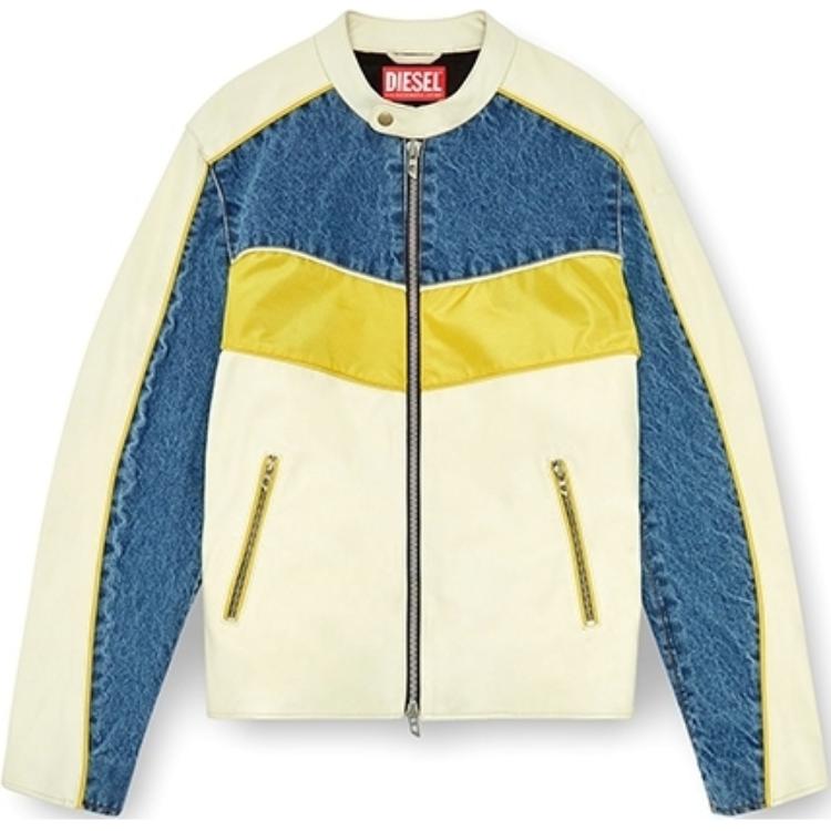 Order 디젤 FW24 슬림 핏 컬러블록 집업 자켓 오프화이트. A141230CHBU-5FQ