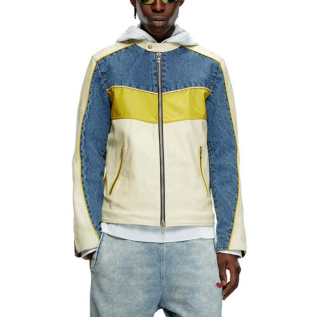 Lookbook 디젤 FW24 슬림 핏 컬러블록 집업 자켓 오프화이트. A141230CHBU-5FQ