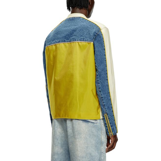 Shop 디젤 FW24 슬림 핏 컬러블록 집업 자켓 오프화이트. A141230CHBU-5FQ