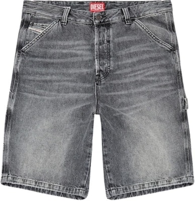 DIESEL FW24 Washed Faded 3/4 Denim Shorts with Zipper Closure - Gray A14072007X3-02 Buy DIESEL FW24 Washed Faded 3/4 Denim Shorts with Zipper Closure - Gray A14072007X3-02