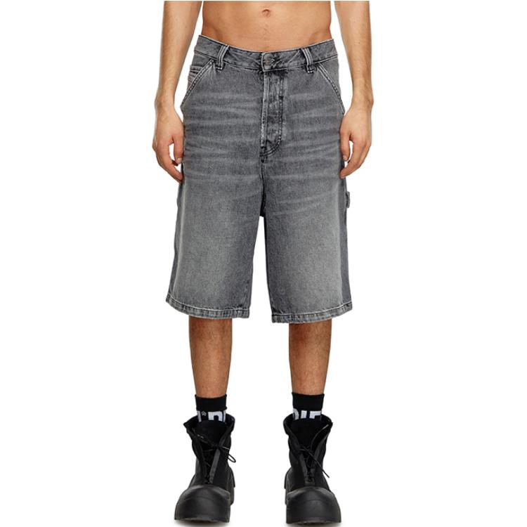 Lookbook DIESEL FW24 水洗漸層灰色三分之四拉鍊牛仔短褲 A14072007X3-02