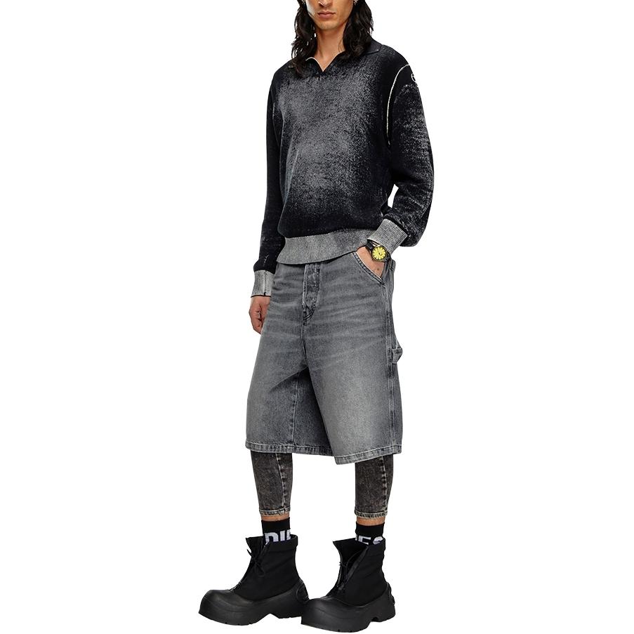 Shop DIESEL FW24 水洗漸層灰色三分之四拉鍊牛仔短褲 A14072007X3-02