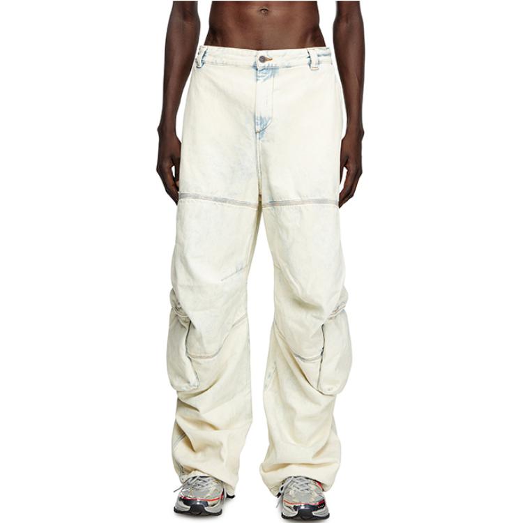 Order DIESEL FW24 漂白白色水洗褪色多口袋宽松版型工装牛仔裤 A150000CBCV01