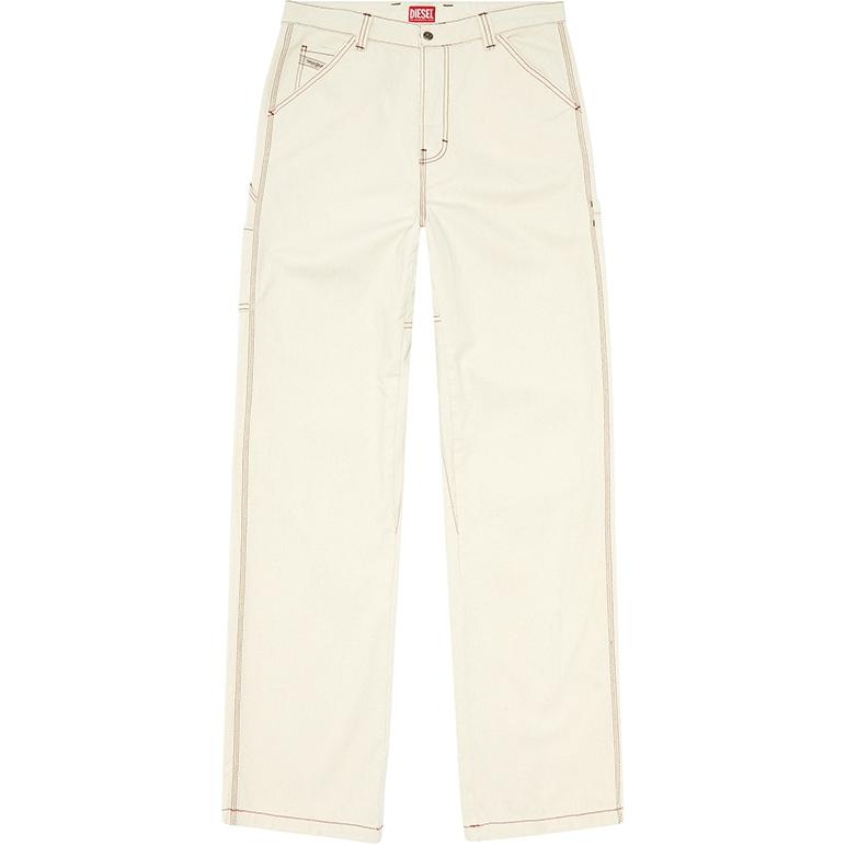 DIESEL FW24  White Mid-Rise Loose Wide-Leg Cotton Denim Jeans A095860GRDQ-100