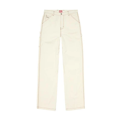 DIESEL FW24 White Mid-Rise Loose Wide-Leg Cotton Denim Jeans A095860GRDQ-100