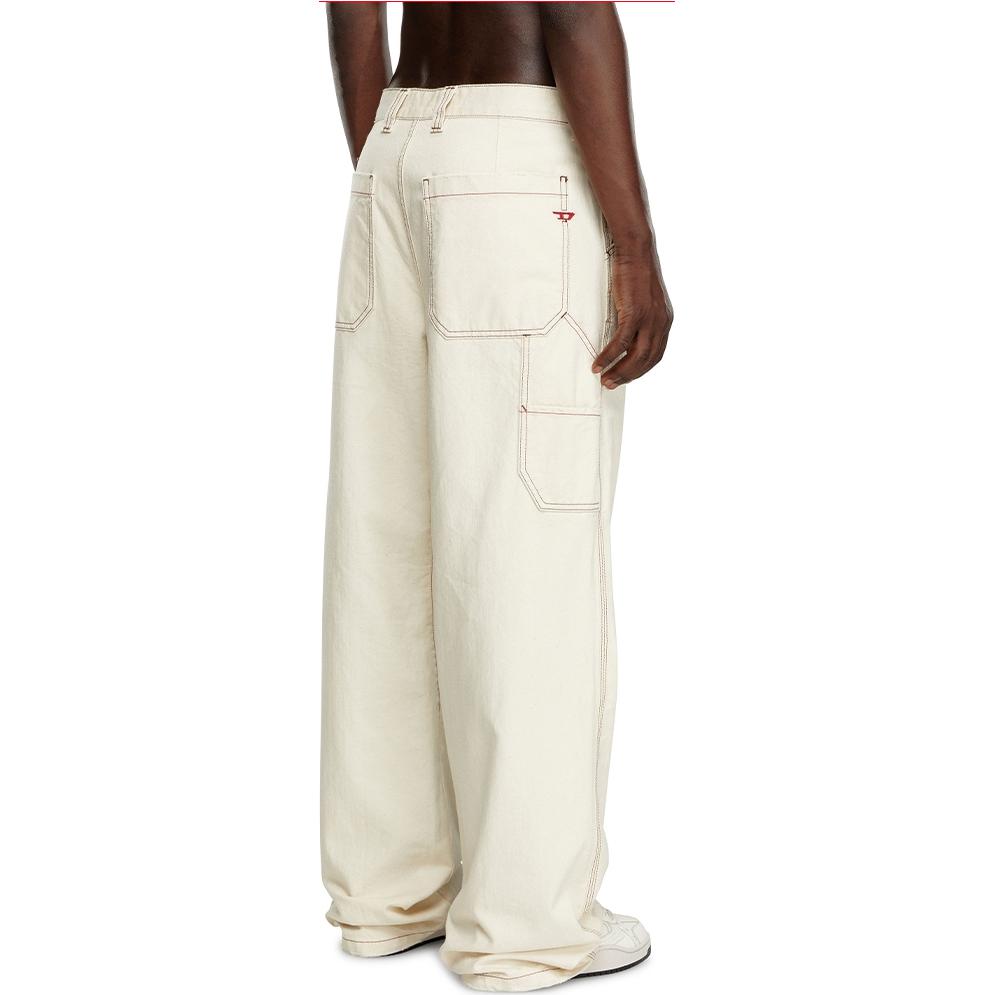 DIESEL FW24  White Mid-Rise Loose Wide-Leg Cotton Denim Jeans A095860GRDQ-100 圖 3