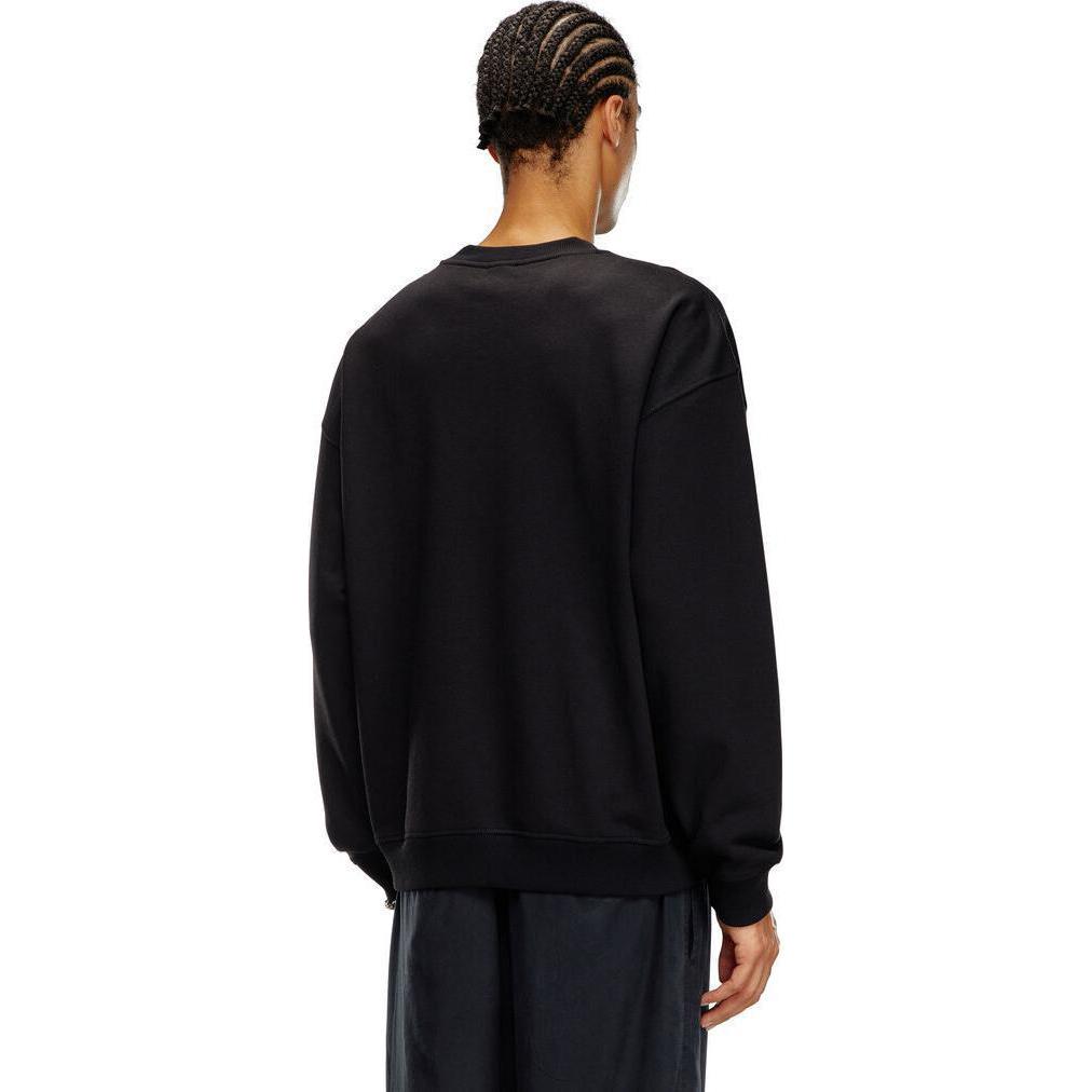 Shop Diesel FW24 黑色寬鬆大學T 切割設計Logo 圓領上衣 A153780GRAC-9XX