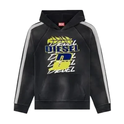 Diesel FW24 Black Raglan Letter Print Hoodie A148010NMAW-9XX