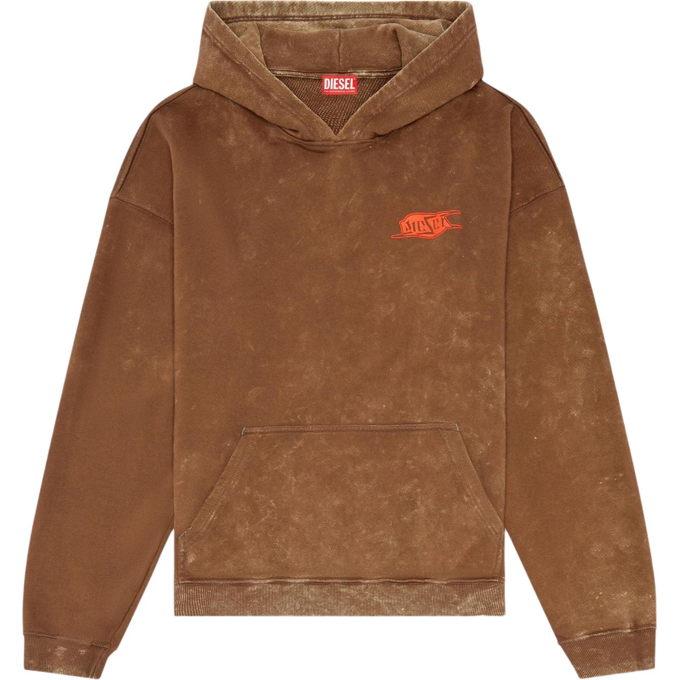Diesel FW24 Brown Bubble Print Logo Relaxed Fit Hoodie for Men A141570IPAC-7ES