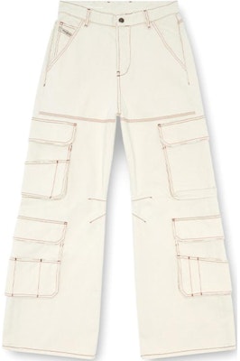 DIESEL FW24 D-CARGO Multi-Pocket Loose Fit Cargo Jeans Unisex Off-White. A133170GRDQ-100 Order DIESEL FW24 D-CARGO Multi-Pocket Loose Fit Cargo Jeans Unisex Off-White. A133170GRDQ-100
