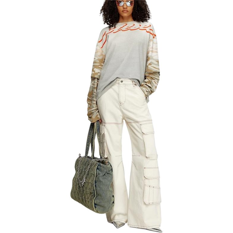 Purchase DIESEL FW24 D-CARGO多口袋宽松版型工装牛仔裤男女同款米白色。 A133170GRDQ-100