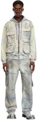 DIESEL FW24 Denim Multi-Pocket Zipper Vintage Work Vest Silver White. A147270CBDJ-01 Purchase DIESEL FW24 Denim Multi-Pocket Zipper Vintage Work Vest Silver White. A147270CBDJ-01