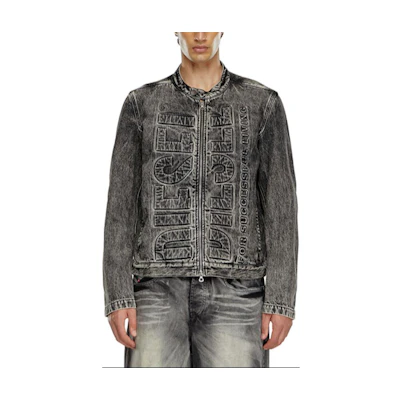 DIESEL FW24 Denim Series Gray Zipper Long Sleeve Jacket for Men A152420CBDE-02