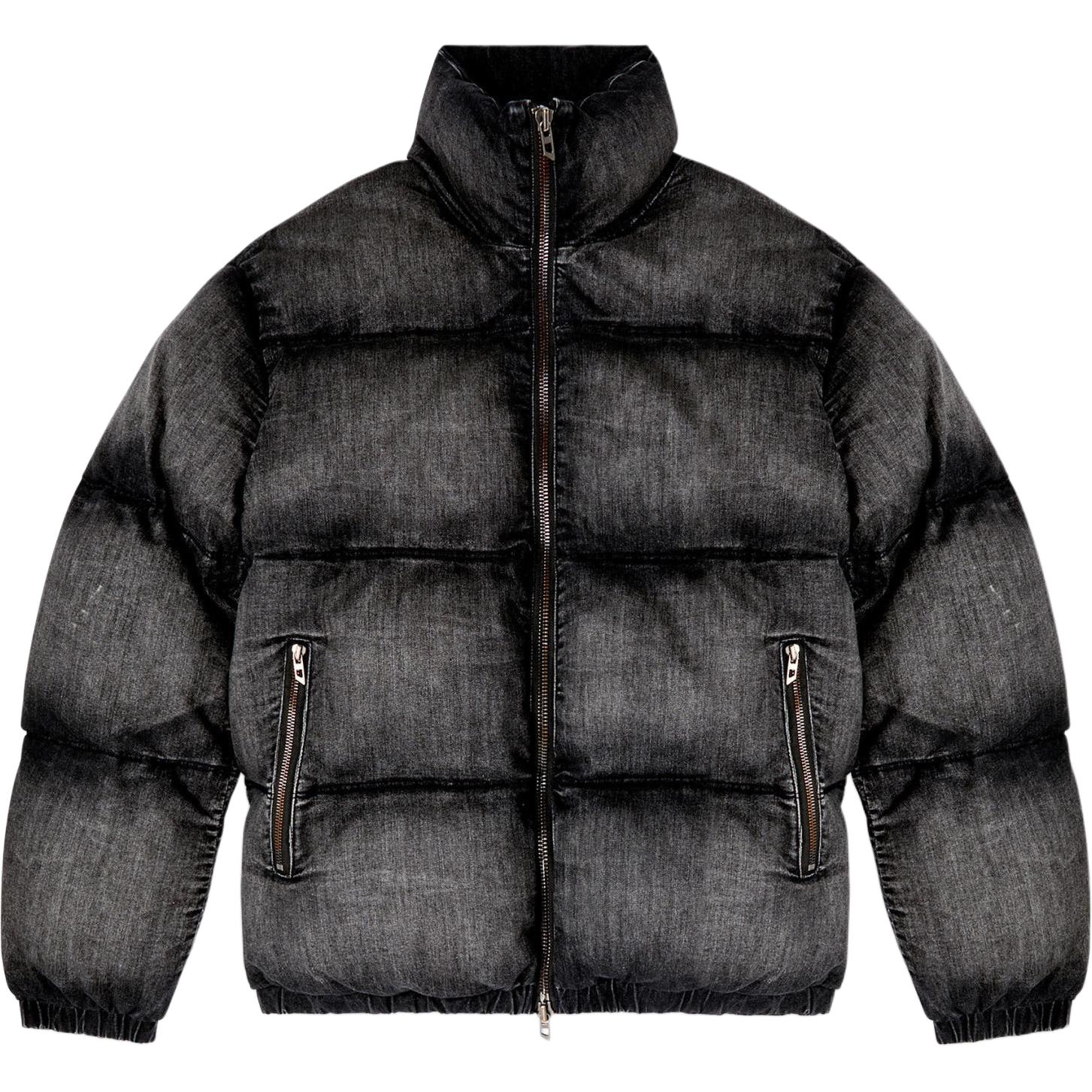 DIESEL FW24 Faded Turtleneck Long Sleeve Down Jacket Unisex Black A160770ABCB-02