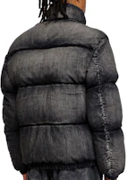 Shop DIESEL FW24 褪色高领长袖羽绒服 男女同款 黑色 A160770ABCB-02