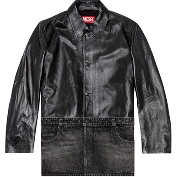 Diesel FW24 Glossy Paneled Pointed Collar Jacket Black Long Sleeve A147520IPAG-9XX