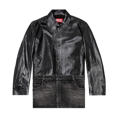 Diesel FW24 Glossy Paneled Pointed Collar Jacket Black Long Sleeve A147520IPAG-9XX