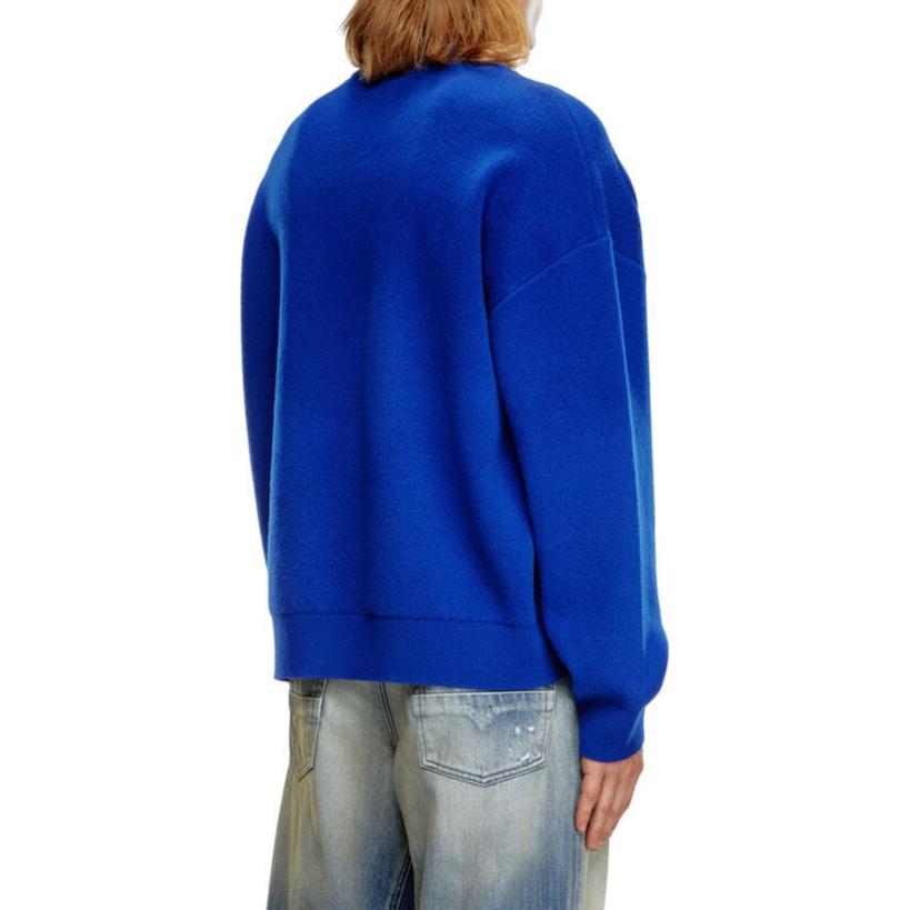 Shop DIESEL FW24 男士蓝色宽松圆领长袖提花标志毛衣 A149210PHAW-89V