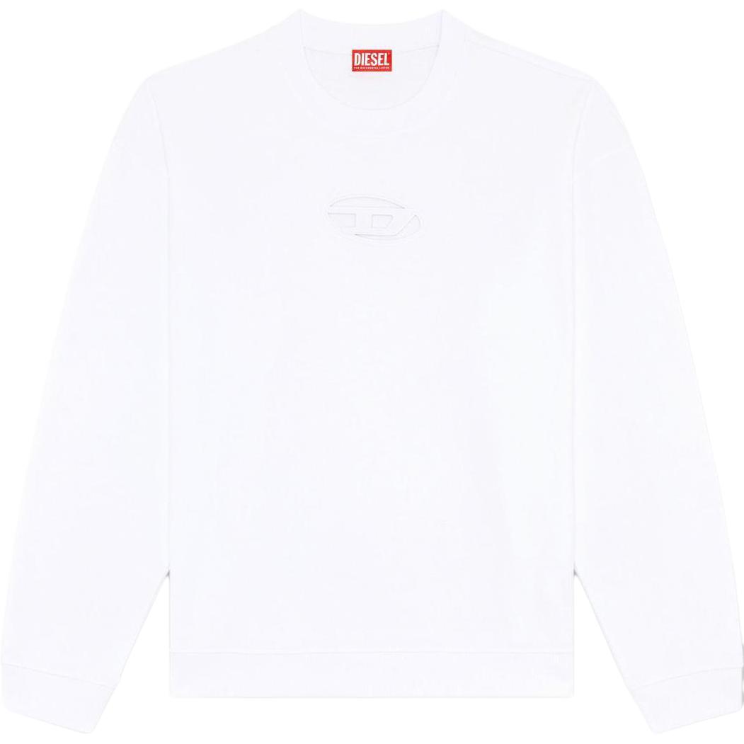 Diesel FW24 Logo Cutout Oversized Crewneck Long Sleeve Sweatshirt White Men A153780GRAC-100