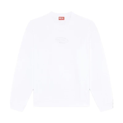 Diesel FW24 Logo Cutout Oversized Crewneck Long Sleeve Sweatshirt White Men A153780GRAC-100