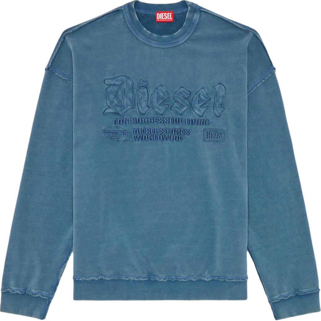Diesel FW24 Logo Embroidered Crewneck Oversized Sweatshirt Blue A140130KMAG-8MS