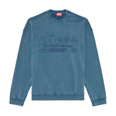 Diesel FW24 Logo Embroidered Crewneck Oversized Sweatshirt Blue A140130KMAG-8MS