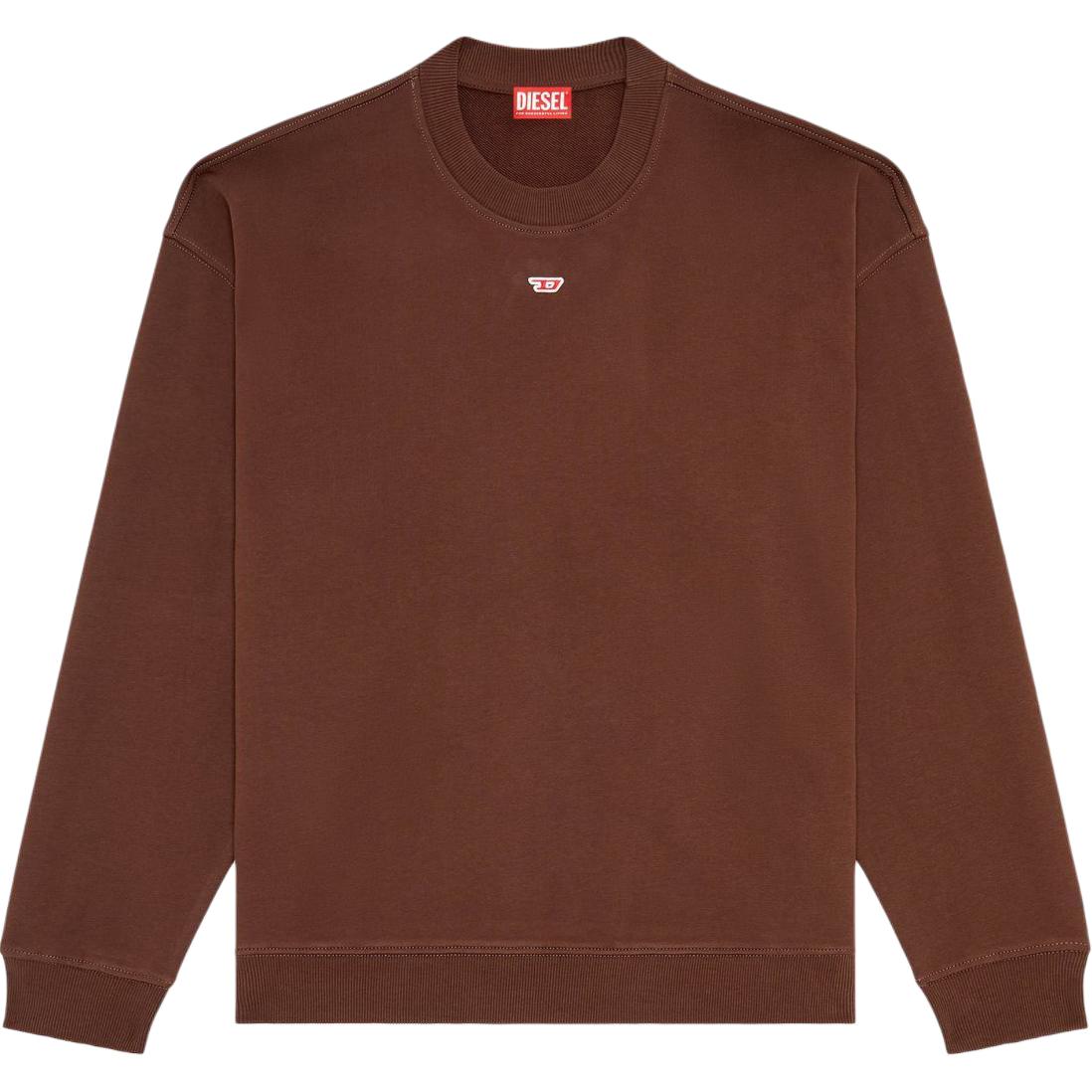 Diesel FW24 Logo Patch Crewneck Drop Shoulder Sweatshirt Brown () A149030GEAD-7ES