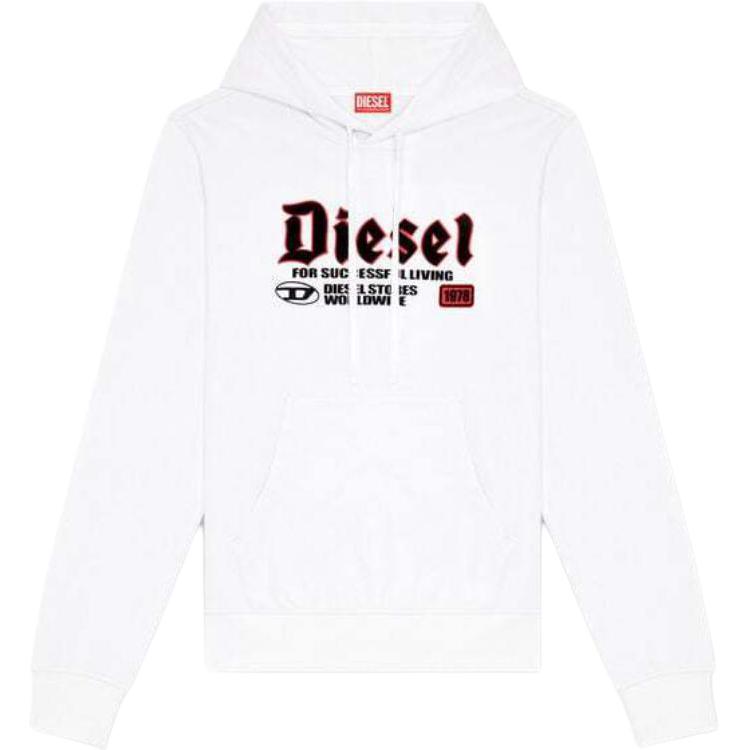 Diesel FW24 Logo Print Oversized Hoodie Men’s White A157230HAYT-100