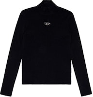 DIESEL FW24 OVAL-D Logo Distressed Metal Patch Black Knit Pullover Long Sleeve. A154820DLAX-9XXA DIESEL FW24 OVAL-D Logo Distressed Metal Patch Black Knit Pullover Long Sleeve. A154820DLAX-9XXA